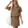 imageGRECERELLE Womens Summer 2 Piece Skort Set Half Zip Short Sleeve Top amp Pocketed Tennis Skirt For Sports amp VacationsLight Coffee