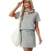 imageGRECERELLE Womens Summer 2 Piece Skort Set Half Zip Short Sleeve Top amp Pocketed Tennis Skirt For Sports amp VacationsLight Gray