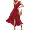 imageGRECERELLE 2026 Womens Spring Summer Boho Floral Print VNeck Faux Wrap Maxi Dress for Wedding Guest Graduation Party08 Wine Red