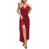 imageGRECERELLE 2026 Womens Spring Summer Boho Floral Print VNeck Faux Wrap Maxi Dress for Wedding Guest Graduation Party08 Wine Red