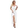 imageGRECERELLE 2026 Womens Spring Summer Boho Floral Print VNeck Faux Wrap Maxi Dress for Wedding Guest Graduation Party37 White