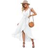imageGRECERELLE 2026 Womens Spring Summer Boho Floral Print VNeck Faux Wrap Maxi Dress for Wedding Guest Graduation Party37 White