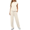 image:imageGRECERELLE 2 Piece Sets For Women Summer 2026 Outfits Lounge Sets Sleeveless Sweatsuits Wide Leg Tracksuits With PocketsApricot