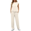image:imageGRECERELLE 2 Piece Sets For Women Summer 2026 Outfits Lounge Sets Sleeveless Sweatsuits Wide Leg Tracksuits With PocketsApricot