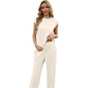 image:imageGRECERELLE 2 Piece Sets For Women Summer 2026 Outfits Lounge Sets Sleeveless Sweatsuits Wide Leg Tracksuits With PocketsApricot