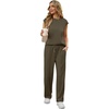 image:imageGRECERELLE 2 Piece Sets For Women Summer 2026 Outfits Lounge Sets Sleeveless Sweatsuits Wide Leg Tracksuits With PocketsArmy Green