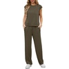 image:imageGRECERELLE 2 Piece Sets For Women Summer 2026 Outfits Lounge Sets Sleeveless Sweatsuits Wide Leg Tracksuits With PocketsArmy Green