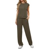 image:imageGRECERELLE 2 Piece Sets For Women Summer 2026 Outfits Lounge Sets Sleeveless Sweatsuits Wide Leg Tracksuits With PocketsArmy Green
