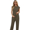 image:imageGRECERELLE 2 Piece Sets For Women Summer 2026 Outfits Lounge Sets Sleeveless Sweatsuits Wide Leg Tracksuits With PocketsArmy Green