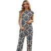 image:imageGRECERELLE 2 Piece Sets For Women Summer 2026 Outfits Lounge Sets Sleeveless Sweatsuits Wide Leg Tracksuits With PocketsBaroque Pattern