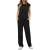 image:imageGRECERELLE 2 Piece Sets For Women Summer 2026 Outfits Lounge Sets Sleeveless Sweatsuits Wide Leg Tracksuits With PocketsBlack