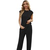 image:imageGRECERELLE 2 Piece Sets For Women Summer 2026 Outfits Lounge Sets Sleeveless Sweatsuits Wide Leg Tracksuits With PocketsBlack