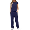 image:imageGRECERELLE 2 Piece Sets For Women Summer 2026 Outfits Lounge Sets Sleeveless Sweatsuits Wide Leg Tracksuits With PocketsDark Blue