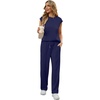 image:imageGRECERELLE 2 Piece Sets For Women Summer 2026 Outfits Lounge Sets Sleeveless Sweatsuits Wide Leg Tracksuits With PocketsDark Blue