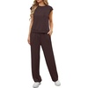 image:imageGRECERELLE 2 Piece Sets For Women Summer 2026 Outfits Lounge Sets Sleeveless Sweatsuits Wide Leg Tracksuits With PocketsDark Coffee