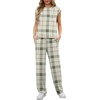image:imageGRECERELLE 2 Piece Sets For Women Summer 2026 Outfits Lounge Sets Sleeveless Sweatsuits Wide Leg Tracksuits With PocketsFpbeige Red Plaid