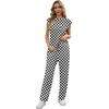 image:imageGRECERELLE 2 Piece Sets For Women Summer 2026 Outfits Lounge Sets Sleeveless Sweatsuits Wide Leg Tracksuits With PocketsFpwhite Black Plaid