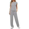 image:imageGRECERELLE 2 Piece Sets For Women Summer 2026 Outfits Lounge Sets Sleeveless Sweatsuits Wide Leg Tracksuits With PocketsGrey