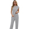 image:imageGRECERELLE 2 Piece Sets For Women Summer 2026 Outfits Lounge Sets Sleeveless Sweatsuits Wide Leg Tracksuits With PocketsGrey