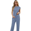 image:imageGRECERELLE 2 Piece Sets For Women Summer 2026 Outfits Lounge Sets Sleeveless Sweatsuits Wide Leg Tracksuits With PocketsHaze Blue