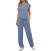 image:imageGRECERELLE 2 Piece Sets For Women Summer 2026 Outfits Lounge Sets Sleeveless Sweatsuits Wide Leg Tracksuits With PocketsHaze Blue