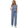 image:imageGRECERELLE 2 Piece Sets For Women Summer 2026 Outfits Lounge Sets Sleeveless Sweatsuits Wide Leg Tracksuits With PocketsHaze Blue