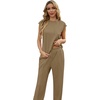 image:imageGRECERELLE 2 Piece Sets For Women Summer 2026 Outfits Lounge Sets Sleeveless Sweatsuits Wide Leg Tracksuits With PocketsKhaki