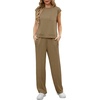 image:imageGRECERELLE 2 Piece Sets For Women Summer 2026 Outfits Lounge Sets Sleeveless Sweatsuits Wide Leg Tracksuits With PocketsKhaki