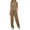 image:imageGRECERELLE 2 Piece Sets For Women Summer 2026 Outfits Lounge Sets Sleeveless Sweatsuits Wide Leg Tracksuits With PocketsKhaki