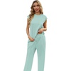 image:imageGRECERELLE 2 Piece Sets For Women Summer 2026 Outfits Lounge Sets Sleeveless Sweatsuits Wide Leg Tracksuits With PocketsLight Blue