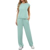 image:imageGRECERELLE 2 Piece Sets For Women Summer 2026 Outfits Lounge Sets Sleeveless Sweatsuits Wide Leg Tracksuits With PocketsLight Blue