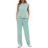 image:imageGRECERELLE 2 Piece Sets For Women Summer 2026 Outfits Lounge Sets Sleeveless Sweatsuits Wide Leg Tracksuits With PocketsLight Blue