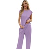 image:imageGRECERELLE 2 Piece Sets For Women Summer 2026 Outfits Lounge Sets Sleeveless Sweatsuits Wide Leg Tracksuits With PocketsLilac