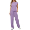 image:imageGRECERELLE 2 Piece Sets For Women Summer 2026 Outfits Lounge Sets Sleeveless Sweatsuits Wide Leg Tracksuits With PocketsLilac