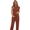 image:imageGRECERELLE 2 Piece Sets For Women Summer 2026 Outfits Lounge Sets Sleeveless Sweatsuits Wide Leg Tracksuits With PocketsRust Red