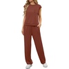 image:imageGRECERELLE 2 Piece Sets For Women Summer 2026 Outfits Lounge Sets Sleeveless Sweatsuits Wide Leg Tracksuits With PocketsRust Red