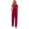 image:imageGRECERELLE 2 Piece Sets For Women Summer 2026 Outfits Lounge Sets Sleeveless Sweatsuits Wide Leg Tracksuits With PocketsWine Red