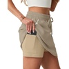 image:imageGRECERELLE 2026 Active Skirts for Women with Builtin Shorts and Pockets for Golf Tennis Hiking Workout Casual SkortKhaki Strips