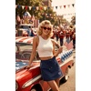 image:imageGRECERELLE 2026 Active Skirts for Women with Builtin Shorts and Pockets for Golf Tennis Hiking Workout Casual SkortNavy 250th Heart Flag