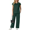 image:imageGRECERELLE Two Piece Set for Women Summer Cap Sleeve Tops Wide Leg Pants Lounge Sets Vacation Travel Outfits with PocketDark Green