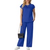 image:imageGRECERELLE Two Piece Set for Women Summer Cap Sleeve Tops Wide Leg Pants Lounge Sets Vacation Travel Outfits with PocketRoyal Blue