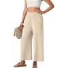 image:imageGRECERELLE Women Elastic High Waisted Wide Leg Pants Woman Casual Palazzo TrousersApricot