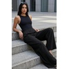 image:imageGRECERELLE Women Elastic High Waisted Wide Leg Pants Woman Casual Palazzo TrousersBlack