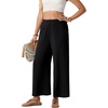 image:imageGRECERELLE Women Elastic High Waisted Wide Leg Pants Woman Casual Palazzo TrousersBlack