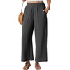 image:imageGRECERELLE Women Elastic High Waisted Wide Leg Pants Woman Casual Palazzo TrousersBlack Stripe