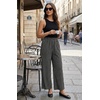 image:imageGRECERELLE Women Elastic High Waisted Wide Leg Pants Woman Casual Palazzo TrousersBlack Stripe