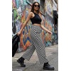 image:imageGRECERELLE Women Elastic High Waisted Wide Leg Pants Woman Casual Palazzo TrousersBlack White Plaid
