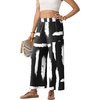 image:imageGRECERELLE Women Elastic High Waisted Wide Leg Pants Woman Casual Palazzo TrousersBlack Wt Brush Bar