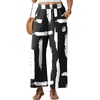 image:imageGRECERELLE Women Elastic High Waisted Wide Leg Pants Woman Casual Palazzo TrousersBlack Wt Brush Bar
