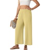 image:imageGRECERELLE Women Elastic High Waisted Wide Leg Pants Woman Casual Palazzo TrousersButter Yellow